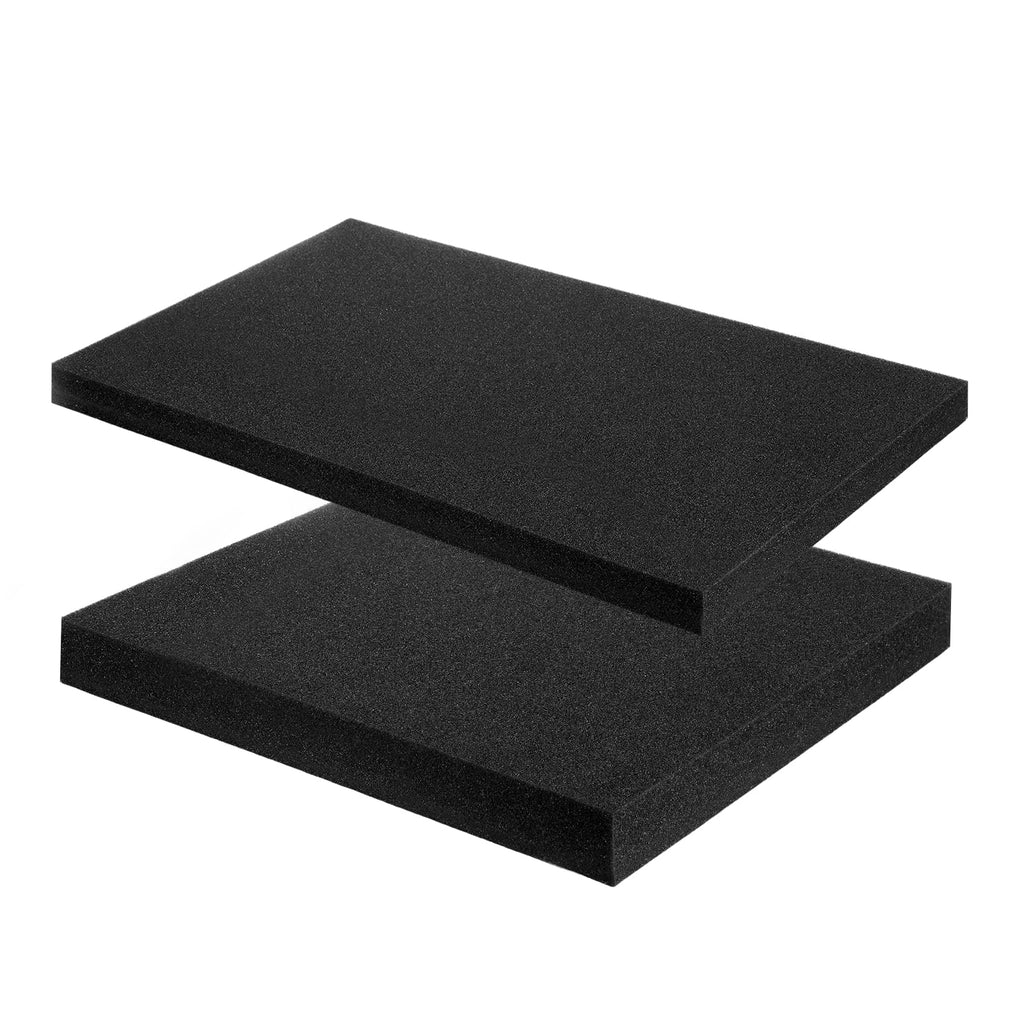 2 Pcs Black Foam Inserts 12"Lx12"Wx2"T & 16"Lx8"Wx1"T
