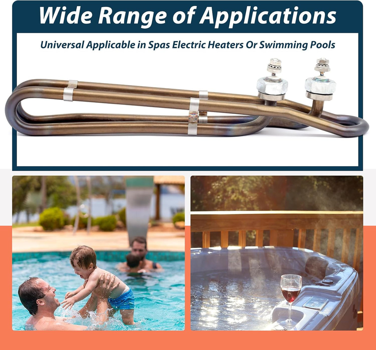 4KW 240V Heater Element with Mounting Hardware Compatible with Flo-Thru Balboa Hot Tub Heating Element, Universal Applicable in Spas Electric Heaters Or Swimming Pools