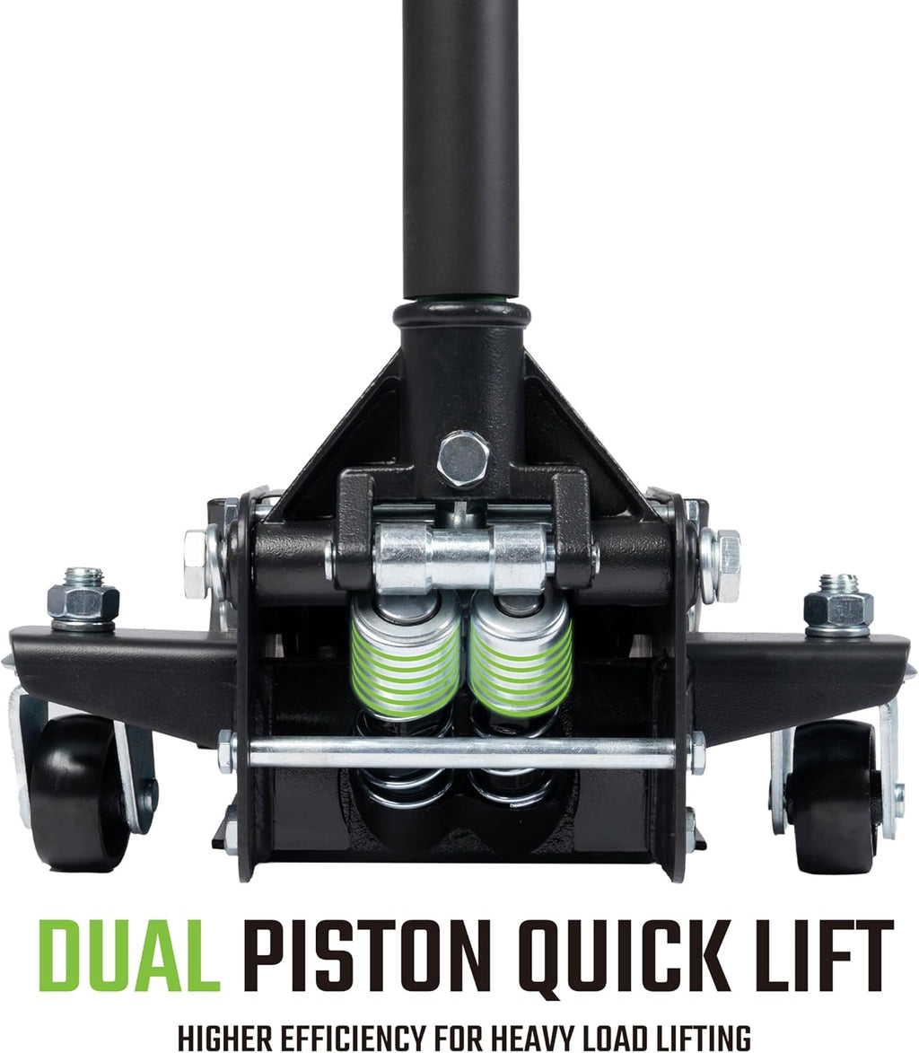 Heavy-Duty 3-Ton (6,600 lbs) Low Profile Hydraulic Floor Jack, Steel, Dual Piston Pump – for Cars, SUVs, and Trucks –
