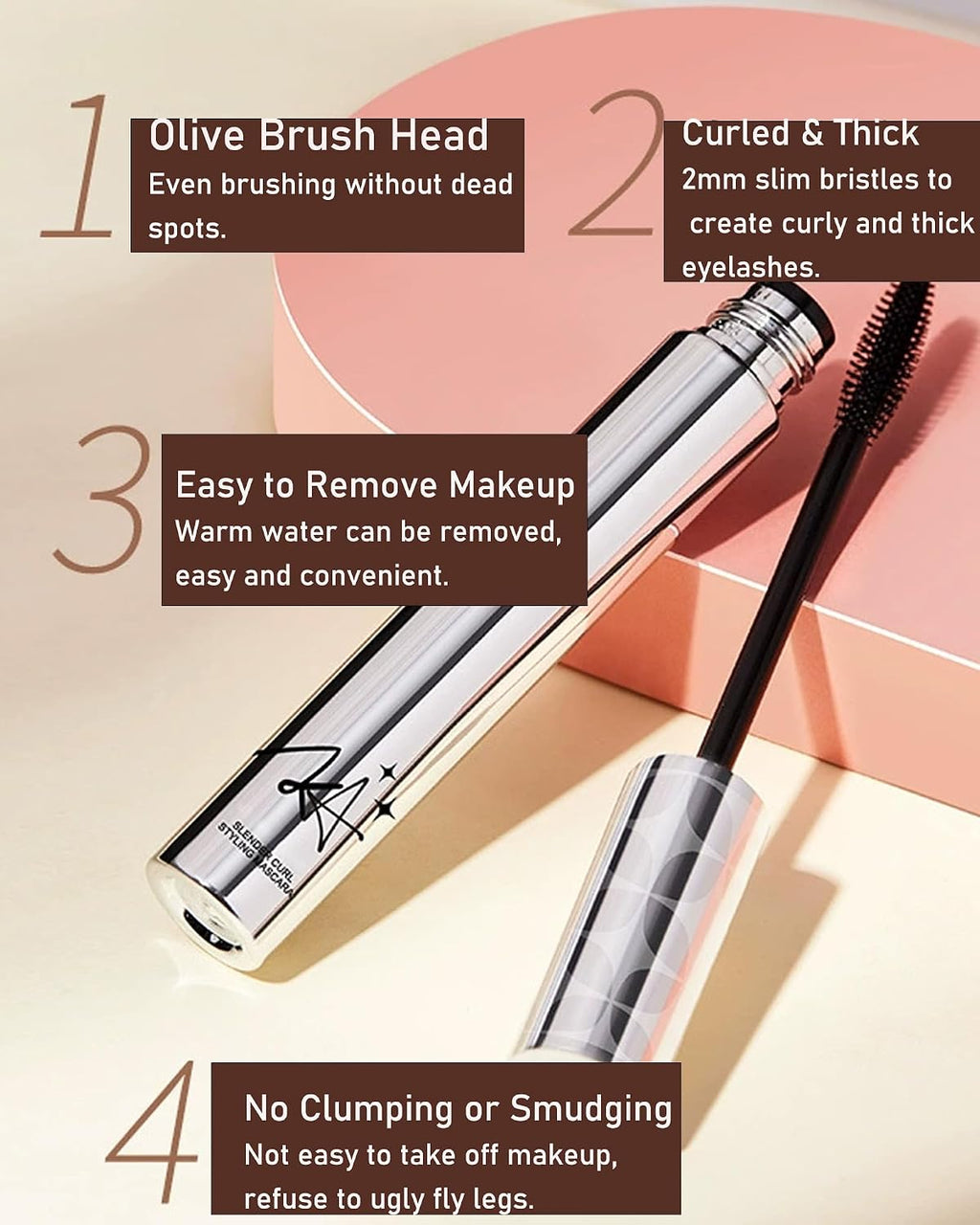 Black Mascara for Older Women 60 Plus,Waterproof Mascara Primer Lash Makeup