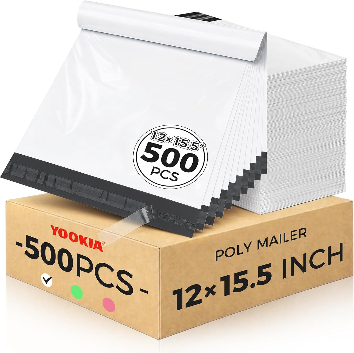 Bulk Pack 500 Pcs White Poly Mailers 12x15.5 Inch