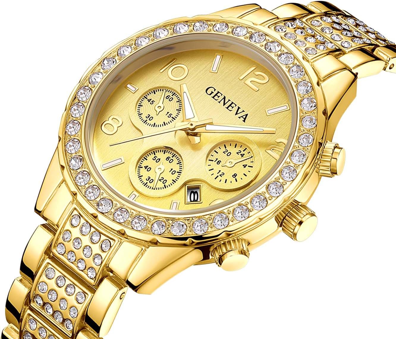 Unisex Luxury Crystal Diamond Watches Silver Gold Fashion Quartz Analog Watch Stainless Steel Band Quartz Bracelet