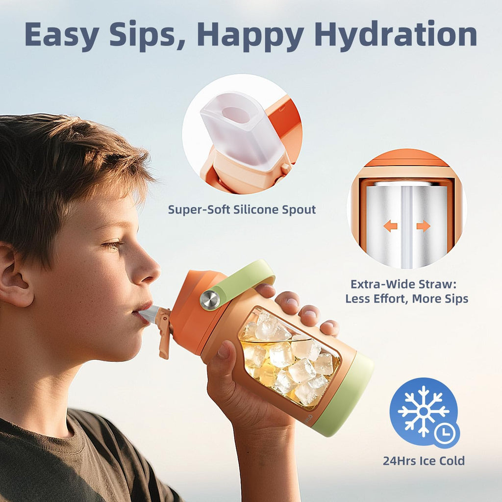 Kids Water Bottle 12oz, Insulated Toddler Water Bottle | Stainless Steel, School Boys Girls, Cups with Straw
