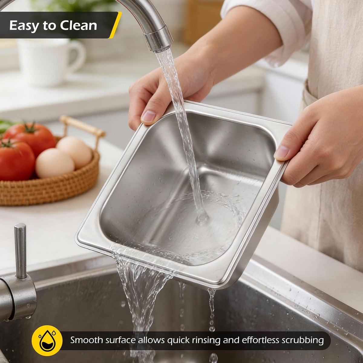 Hotel Pans 1/6 Size Pans 4 Inch Deep 6 Pack Steam Table Pans