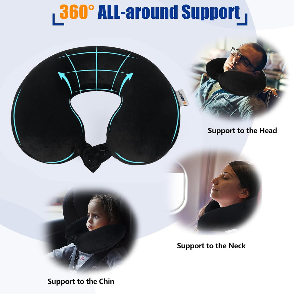 Travel Pillow 100% Pure Memory Foam Travel Neck Pillow, Airplane Pillow for Traveling、Car、Home、Office，Washable