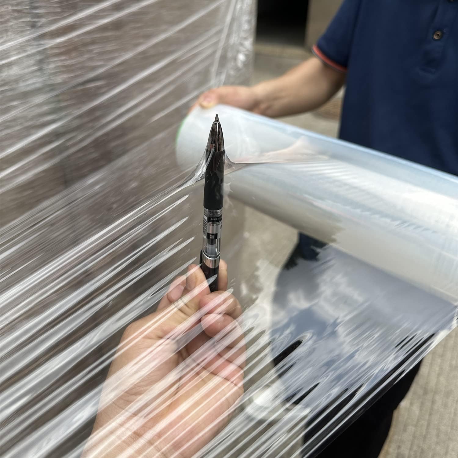 2-Pack Clear Stretch Wrap 18" x 1000 Feet 80 Gauge Industrial Strength with Plastic Handle, Plastic Pallet Supplies