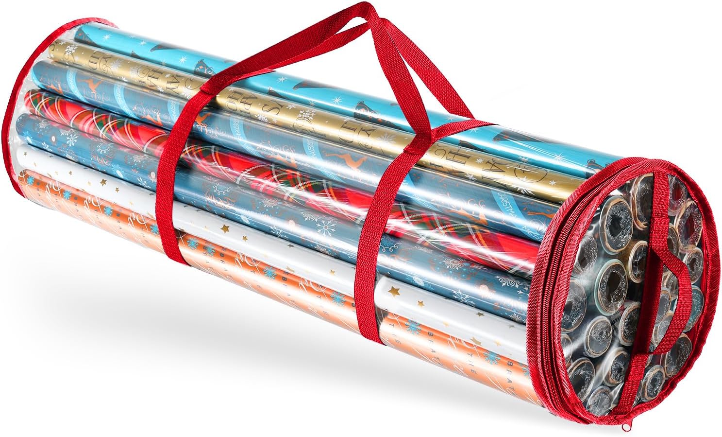 Wrapping Paper Storage Container - Clear Wrapping Paper Holder Fits Up To 14 Rolls of 40" - Tear Proof Gift Wrap
