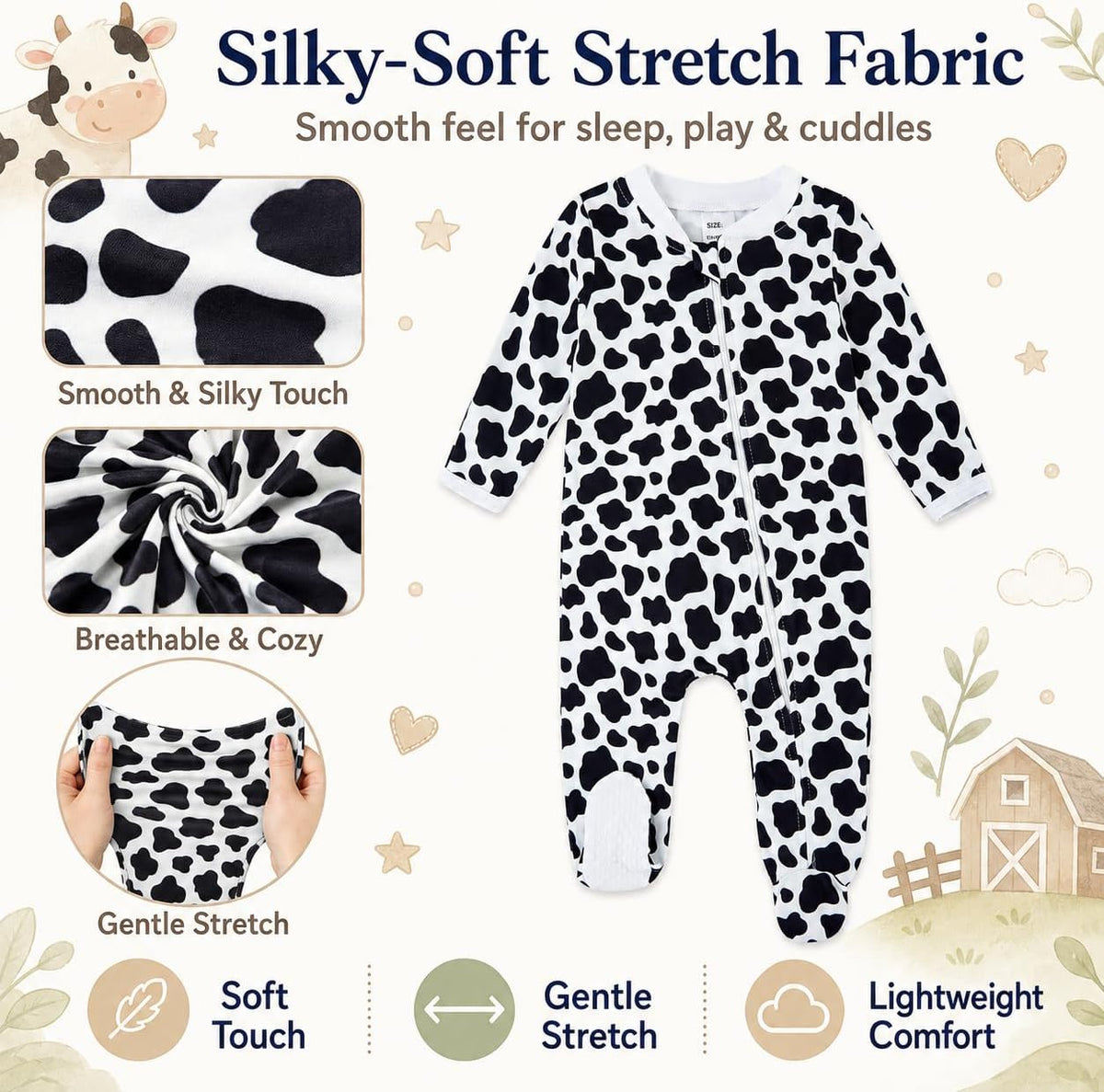Baby Girls Boys Footed Pajamas One-Piece Sleeper Snug Fit Sleep and Play Zip Front Footie Romper 0-12 Month