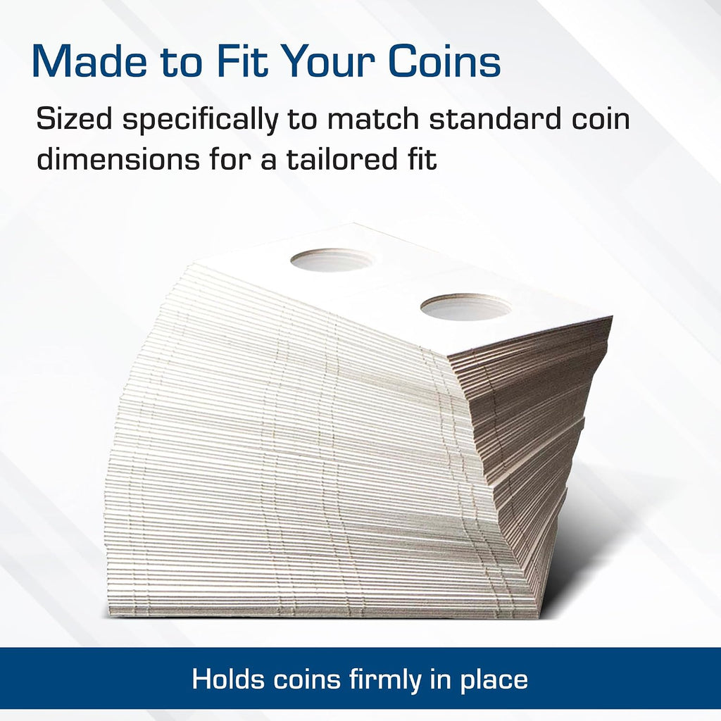 2x2 Coin Flips for Nickels – 100 Pack | Archival Paper Coin Holders with Clear Window | Nickel Holders for Collectors