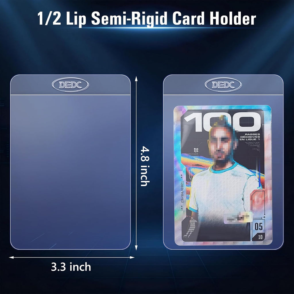 50Pcs Semi Rigid Card Holder, Semi Rigid Card Sleeves 1/2 Lip Semi-Rigid Tall Card Holders Trading Card Sleeve for