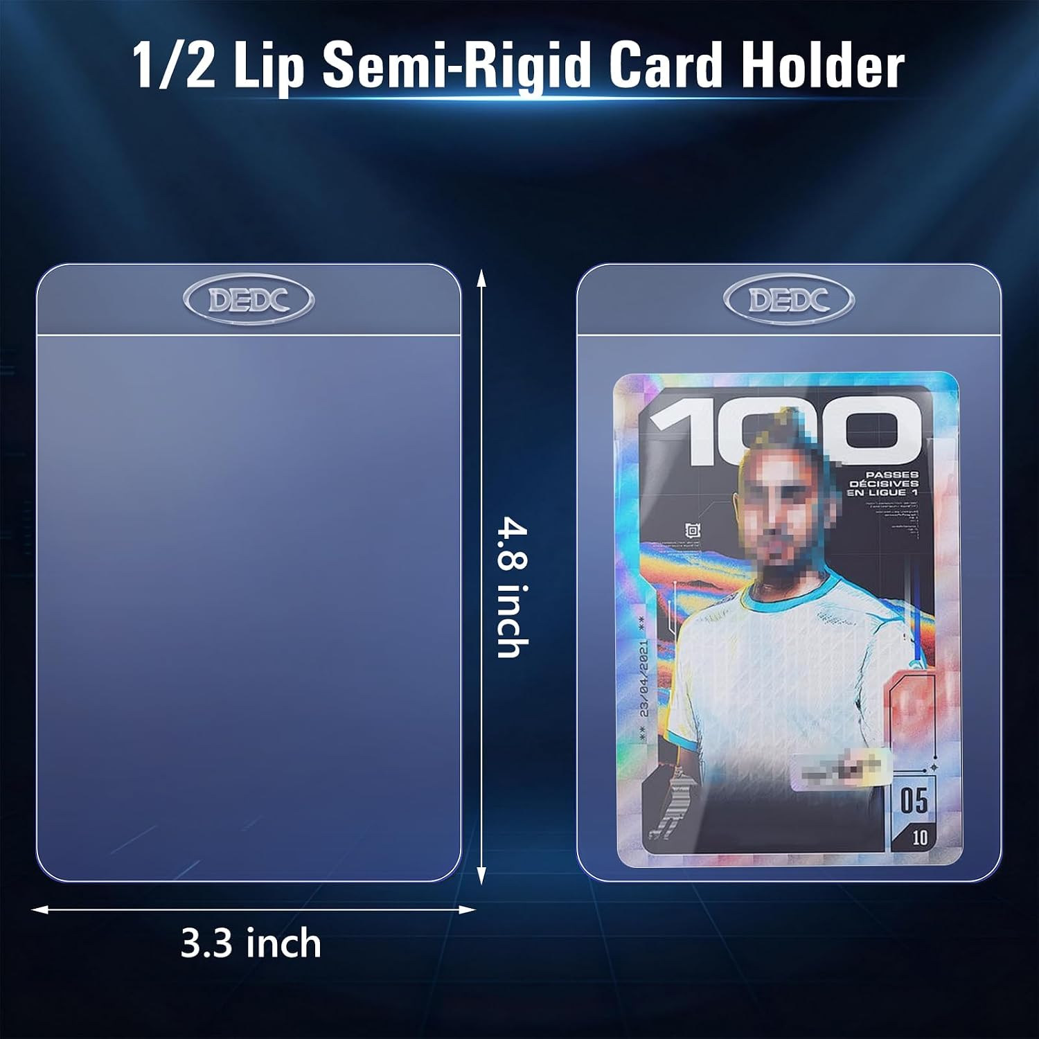50Pcs Semi Rigid Card Holder, Semi Rigid Card Sleeves 1/2 Lip Semi-Rigid Tall Card Holders Trading Card Sleeve for