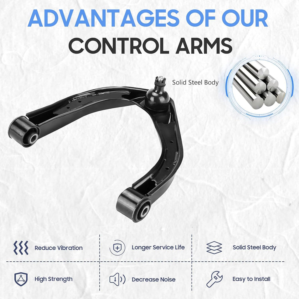 Front Upper Control Arms w/Ball Joints Suspension Kits for 2004-2013 Infiniti QX56, 2014-2019 Infiniti QX80, 2004 Pathfinder Armada, 2005-2019 Nissan Armada, 2004-2019 Nissan Titan (2PCs)