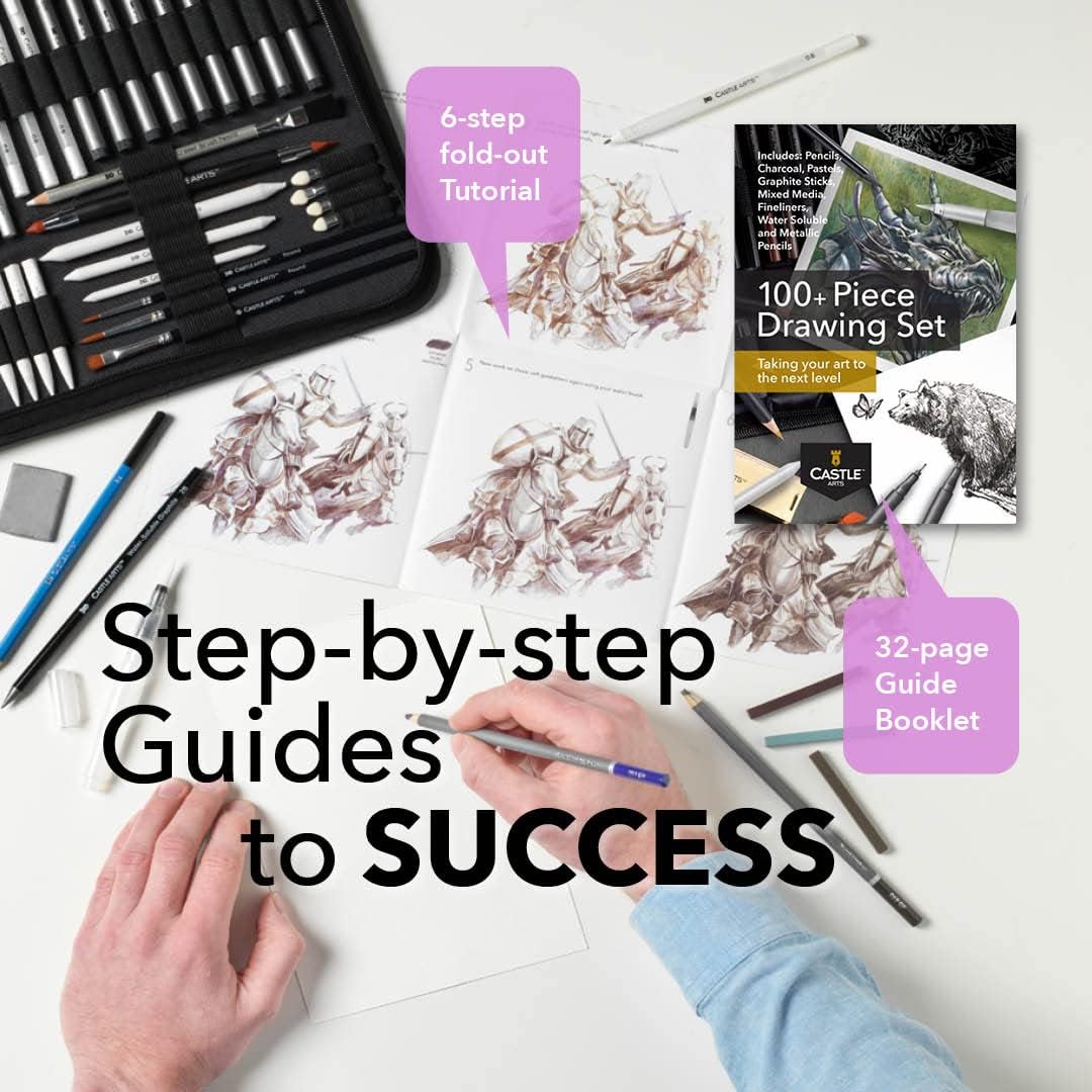100 Piece Drawing & Sketching Set | Graphite, Charcoal, Pastel, Metallic Pencils + More for Professional and Adult