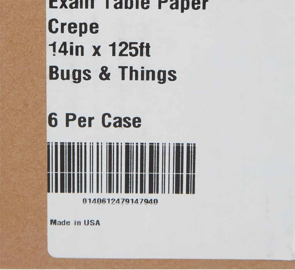 Exam Table Paper, Barrier Protection, White, 14 in x 125 ft, 6 ct | Crepe Pediatric Table Paper