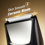 Body Hair Trimmer for Men: Mirror & LED Light, IPX7 Wet or Dry