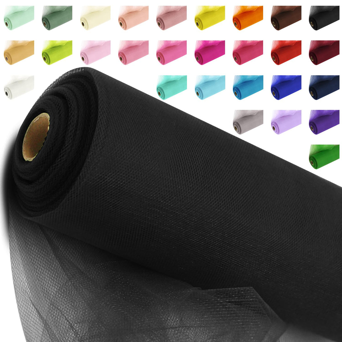 Black Tulle Fabric Roll 54 Inch x 20 Yards, Matte Tulle Ribbon