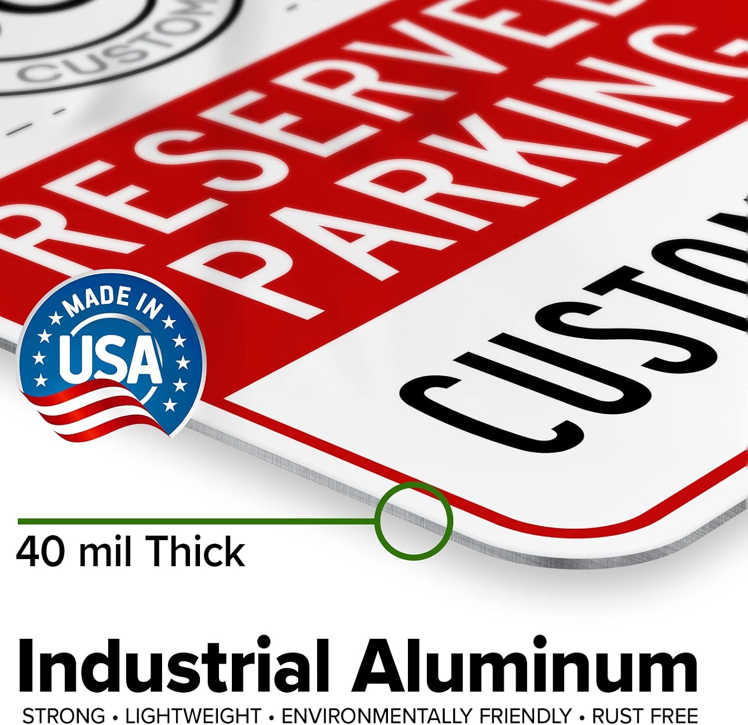 Custom No Parking Sign, Custom Reserved Parking Signs for Business, 10x14 Inches, Rust Free .040 Aluminum, Fade
