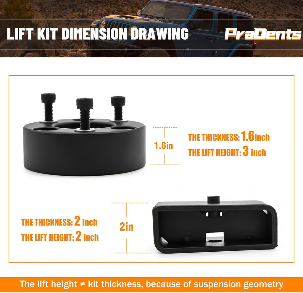 3" Front and 2" Rear Leveling Lift Kit for 2005-2022 Nissan Frontier, 2WD and 4WD Models