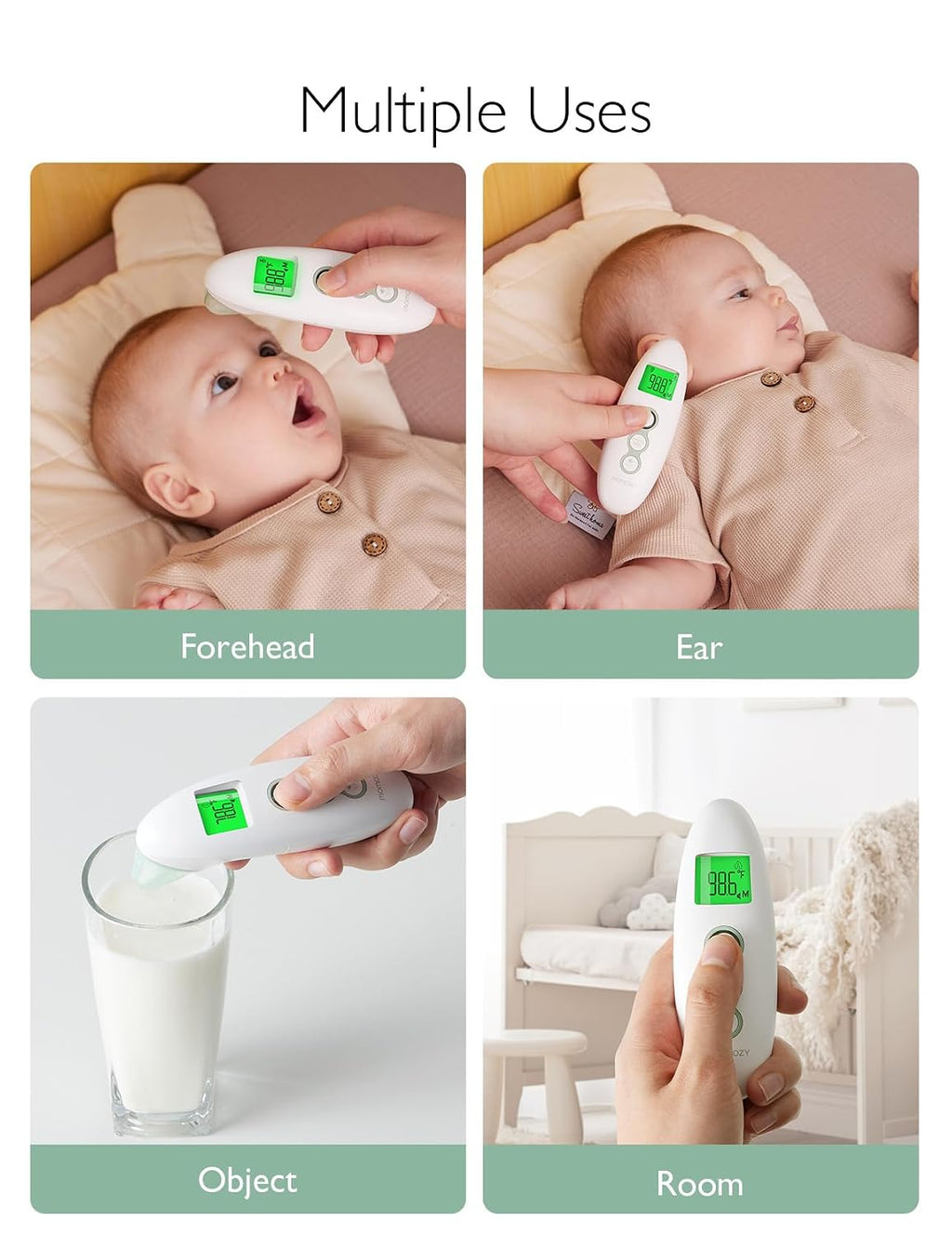 Non-Contact Forehead and Ear Thermometer, Digital Infrared Thermometer for Adults and Kids, with Child Mode, Fever