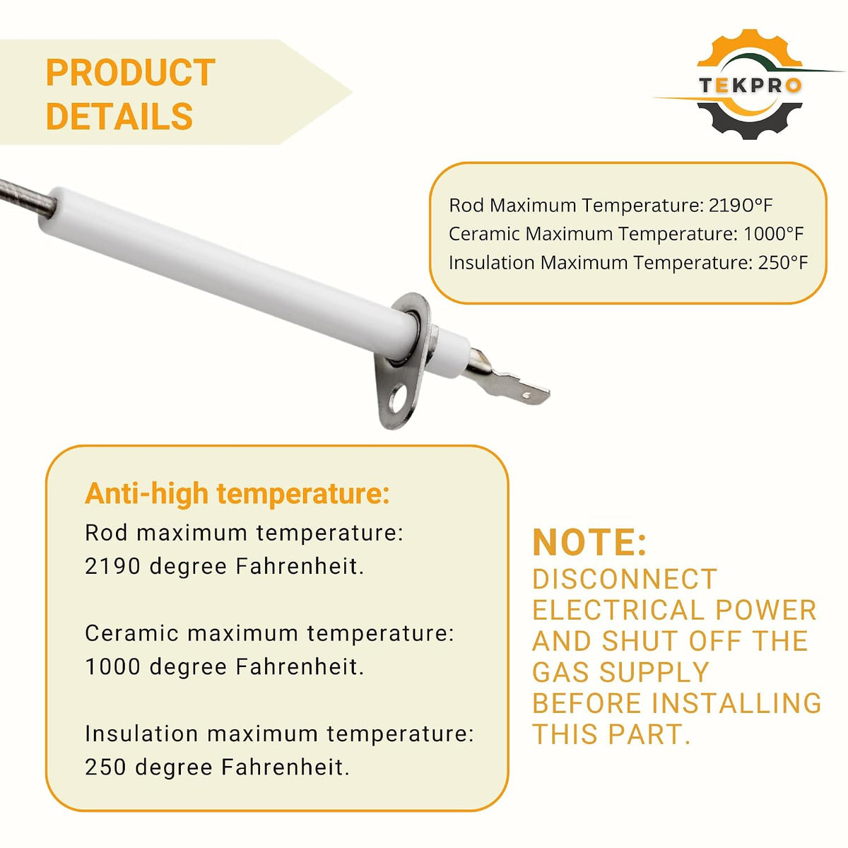 69W43 Flame Sensor, Fits Lennox EL180/ML18UH, Ducane & Armstrong, 1-Pack
