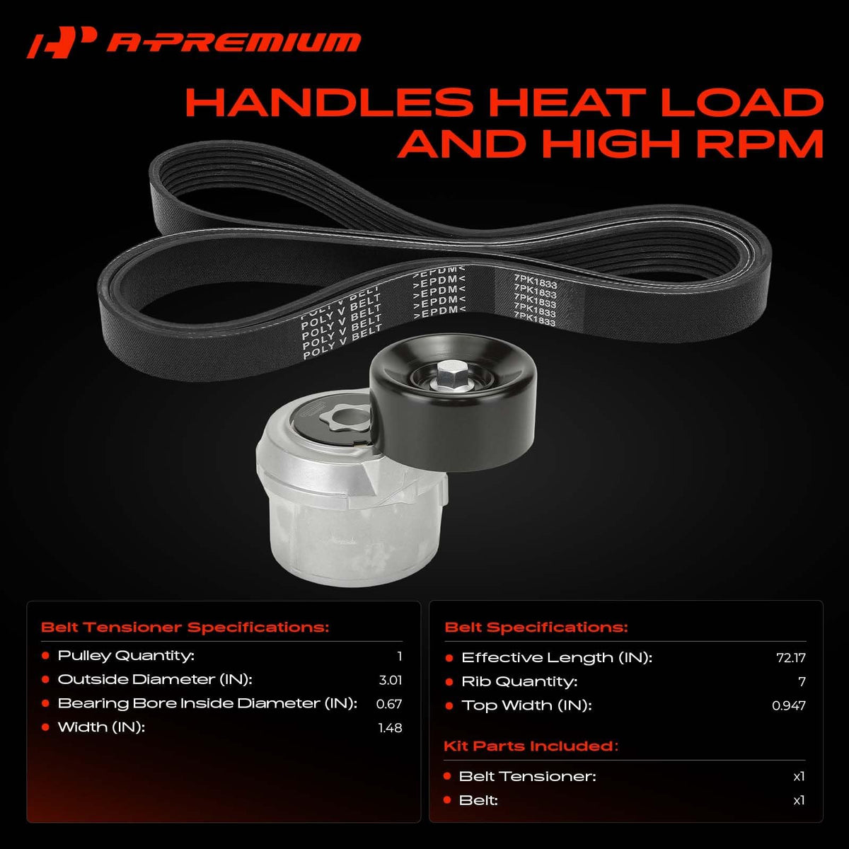A-Premium Engine Serpentine Drive Belt Kit with Tensioner