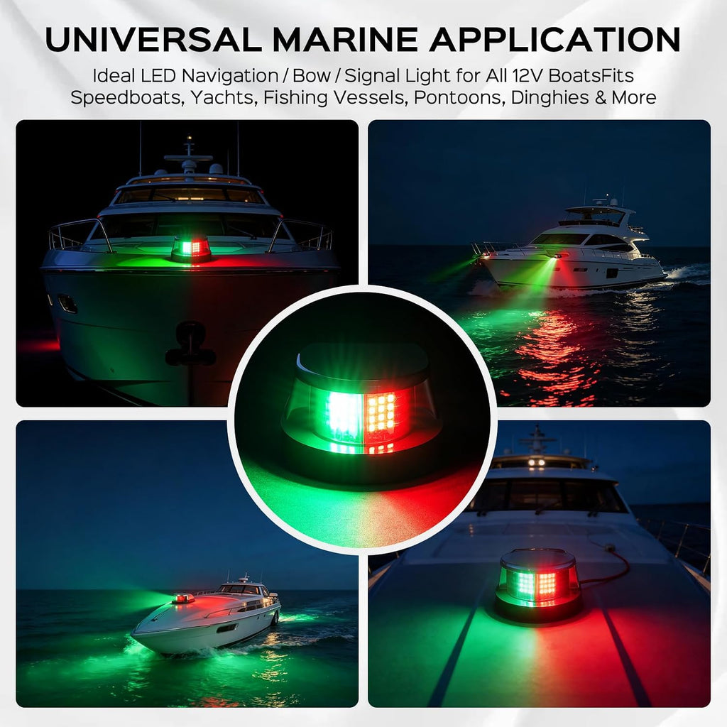 Red Green Boat Navigation Lights LED Marine Bow Light for Pontoon