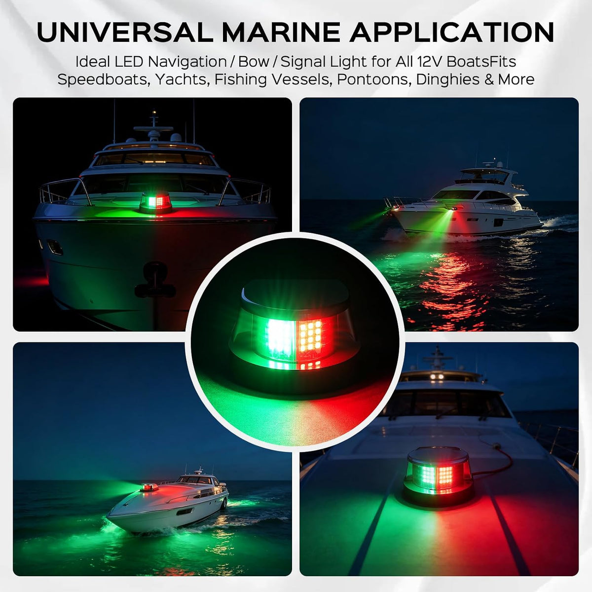 Red Green Boat Navigation Lights LED Marine Bow Light for Pontoon