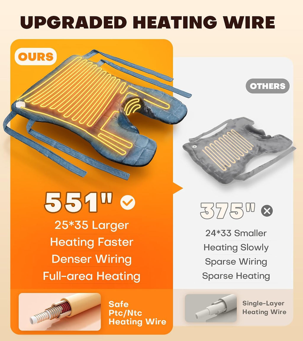 Graphene-Infused Heating Pad with 3X Deeper Back Relief, 30% Heavier Weighted Heating Pad for Neck and Shoulders and