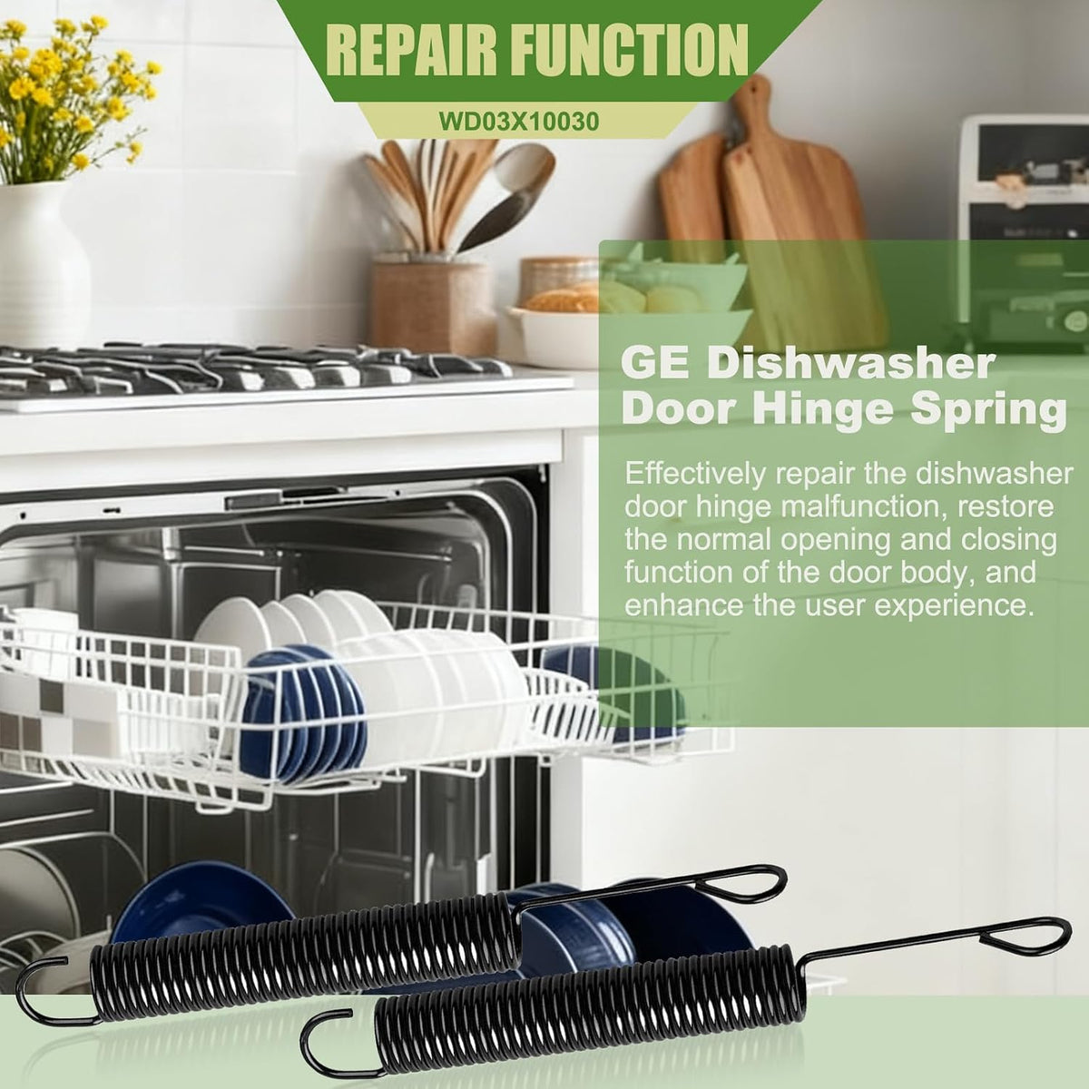 2-Pack WD03X10030 Universal Fit GE Dishwasher Door Hinge Spring - Restore Dishwasher Door Function, ge dishwasher spring，Replaces AP3994827, 1263909, AH1481850, EA1481850, PS1481850