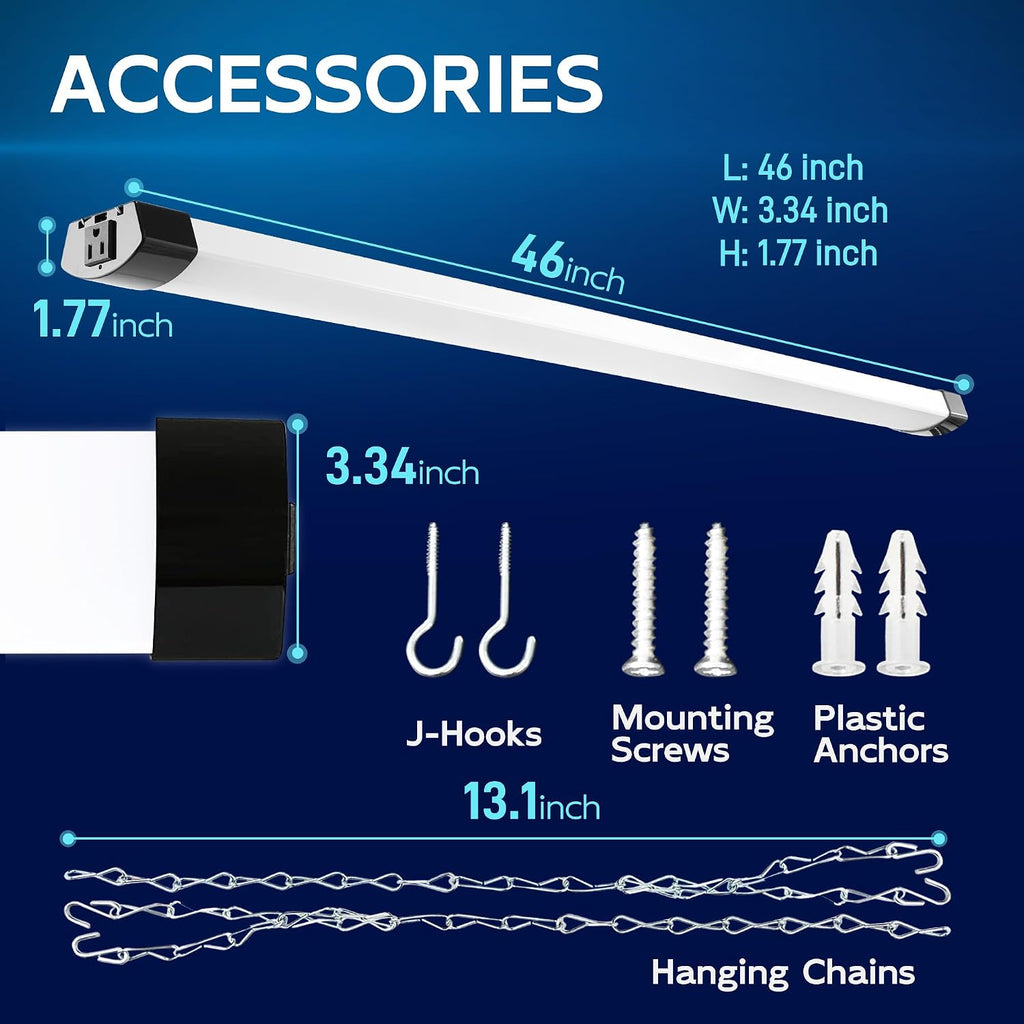 hykolity 4FT LED Shop Light Linkable,8000LM(300w Equivalent),5000K