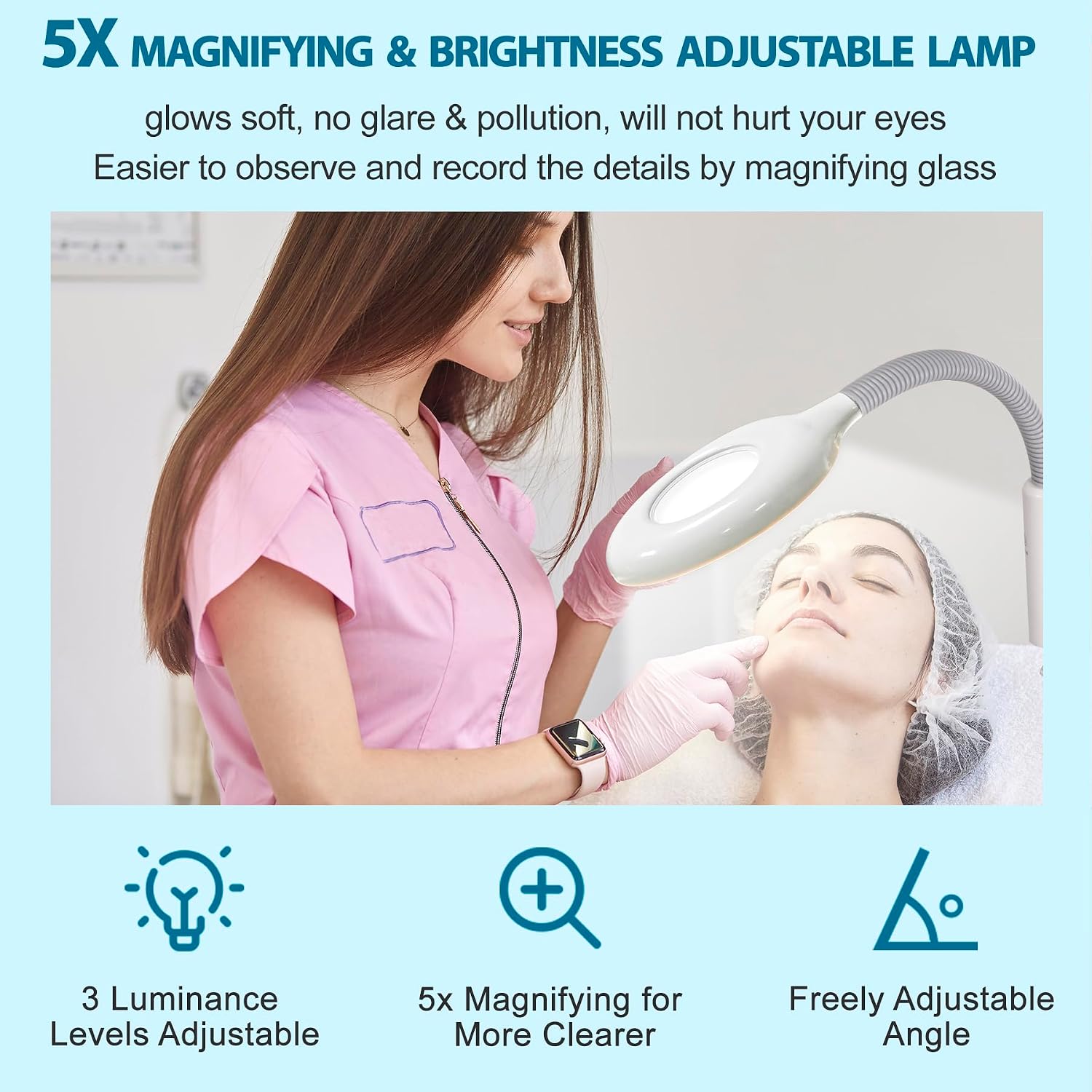 Professional 3 in 1 Facial Steamer for Face Deep Cleaning Ozone Face Steamer with 5X Magnifying Lamp Hot Mist