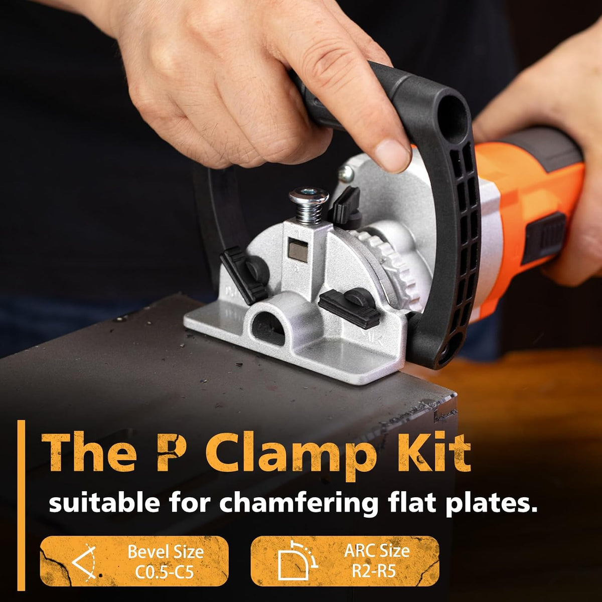 Handheld Chamfer Tool, Metal Chamfering Tool, for Trimming, Beveling, Deburring, 45 Degree Arc and Bevel, 850W 120V 60Hz, Model PT-100 (Machine)