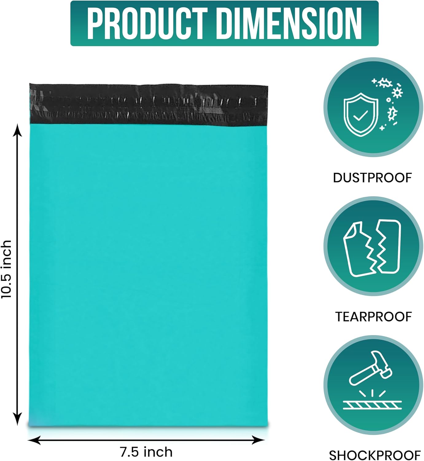 #2 7.5x10.5 [3000 Pack] Teal Poly Mailers Shipping Bags, Strong Mailing Envelopes, Multipurpose Mailers, Waterproof &