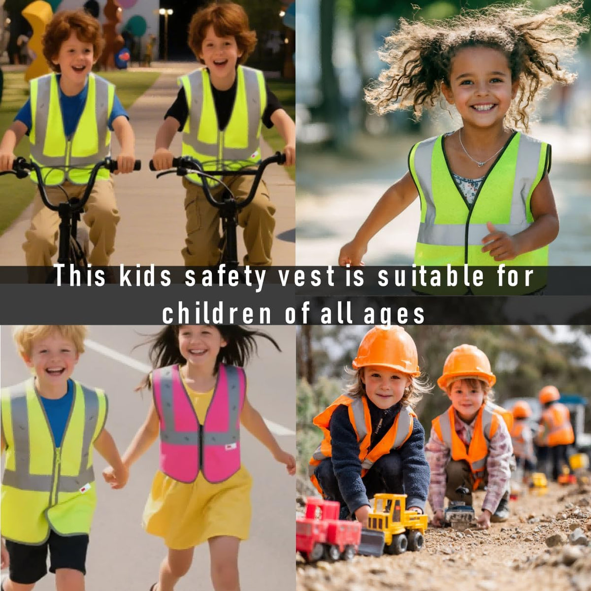 Kids Safety Vest Kids Construction Vest with 3M Reflective Tapes High Visibility for Children BK300