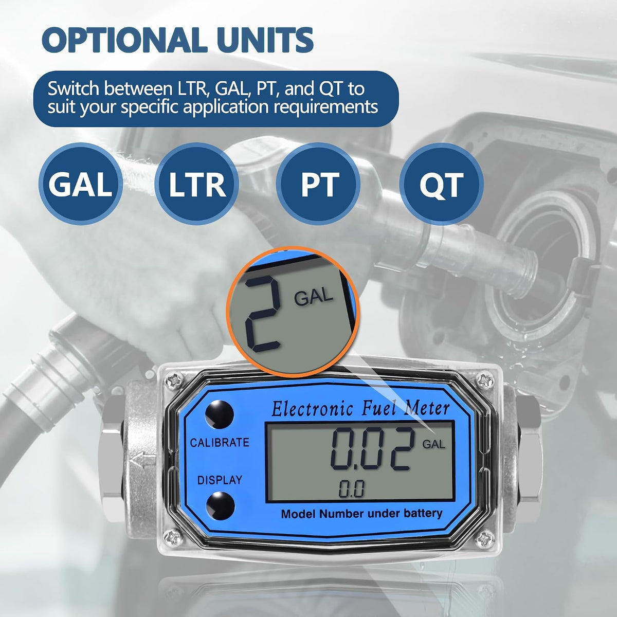 1" Turbine Fuel Flow Meter with 3/4" Adapter