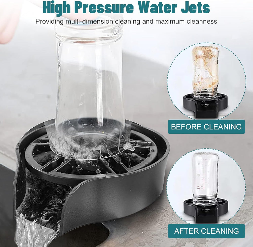 Glass Rinser for Kitchen Sink, High Pressure 360 Degree Rotating Spout Glass Rinser with Pull-out Spray Gun Design