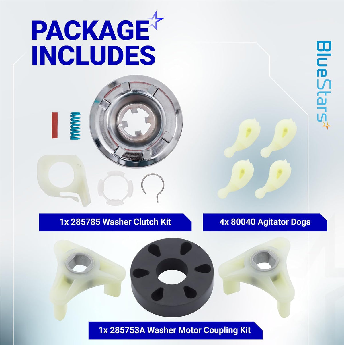 285785 Washer Clutch Kit & 285753A Motor Coupling & 80040 Agitator Dogs Kit
