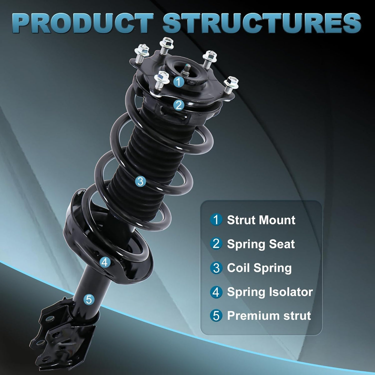 Front and Rear Struts Assembly Compatible for 2007 2008 2009 2010 2011 Honda CR-V Coil Spring Shock Absorber 1333365L 1333365R 172497R 172497L -4PCs