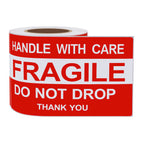 Fragile Stickers 3x5 100 PCS Shipping Labels Warning Label Rectangle Sticker, Red, Fragile Do not Drop