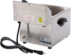 8 L Silver Commercial-Grade Electric Countertop Deep Fryer, Single