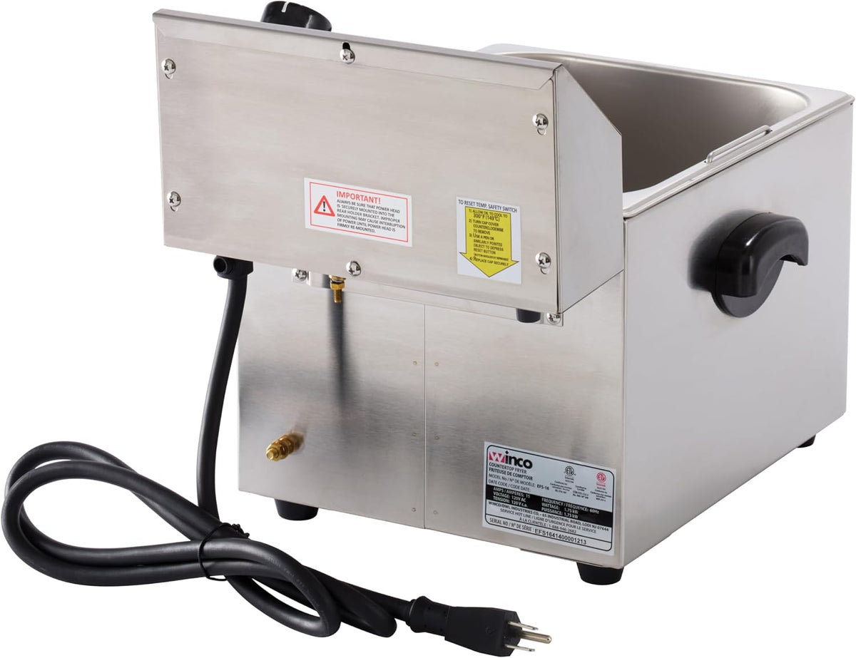 8 L Silver Commercial-Grade Electric Countertop Deep Fryer, Single