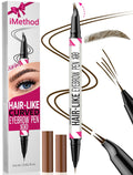 Curved Eyebrow Pen - Eyebrow Pencil, Brow Pencil 2-in-1 Dual-Ended Microblading Eyebrow Pen with Curved Tip and