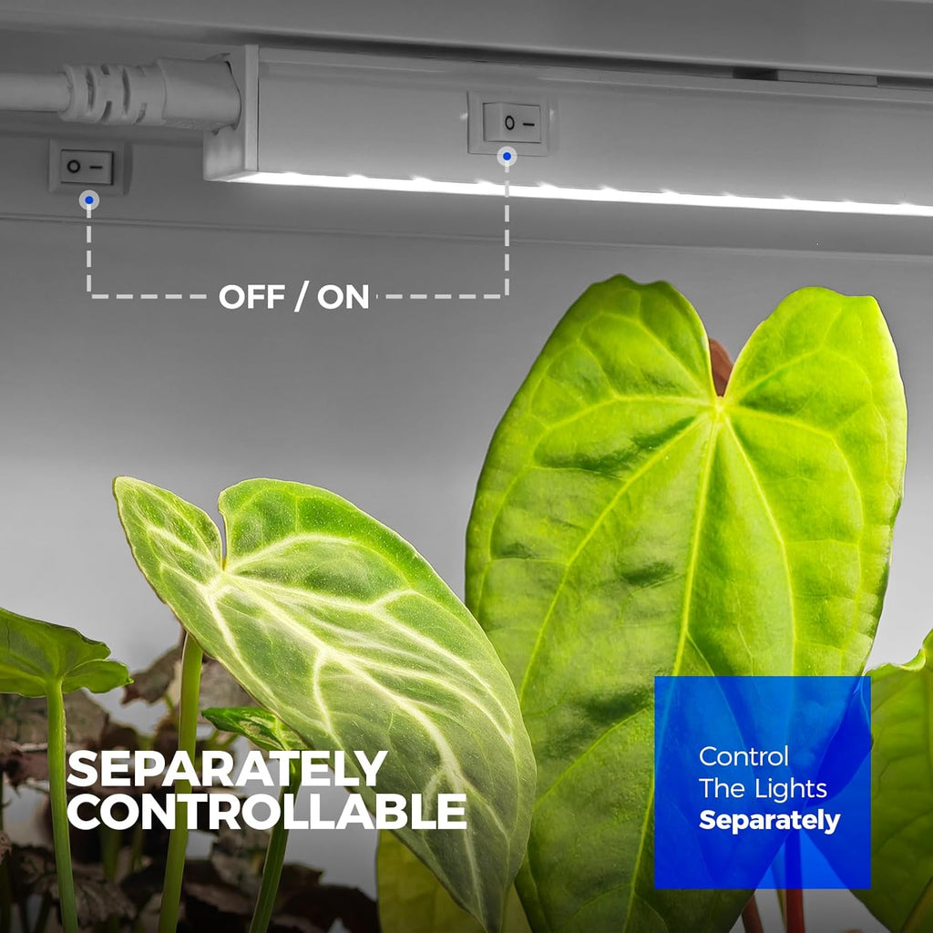 T5 Grow Lights for Indoor Plants, 5000K Full Spectrum, 1FT, 4 Packs | 1FT LED Growing Lamp, Plant Light Strip for