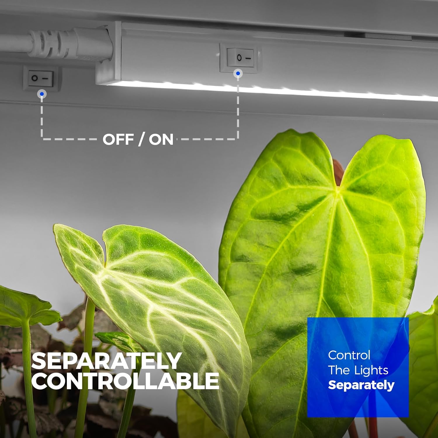T5 Grow Lights for Indoor Plants, 5000K Full Spectrum, 1FT, 4 Packs | 1FT LED Growing Lamp, Plant Light Strip for