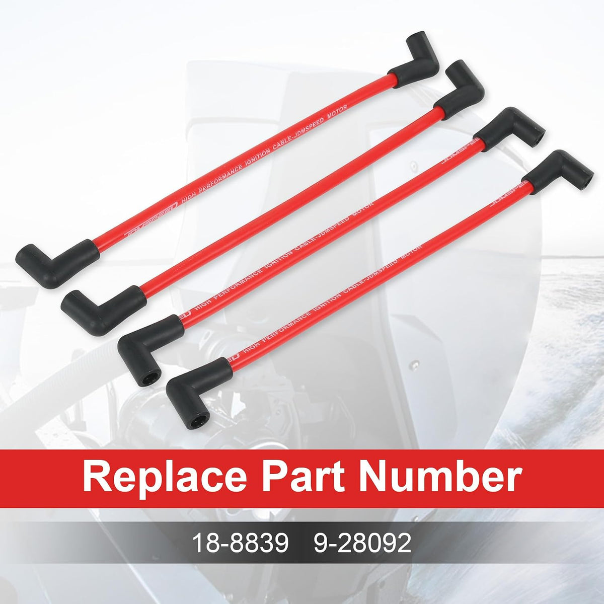 Marine Spark Plug Wire Set 10mm 18-8839 Replacement for Johnson Evinrude