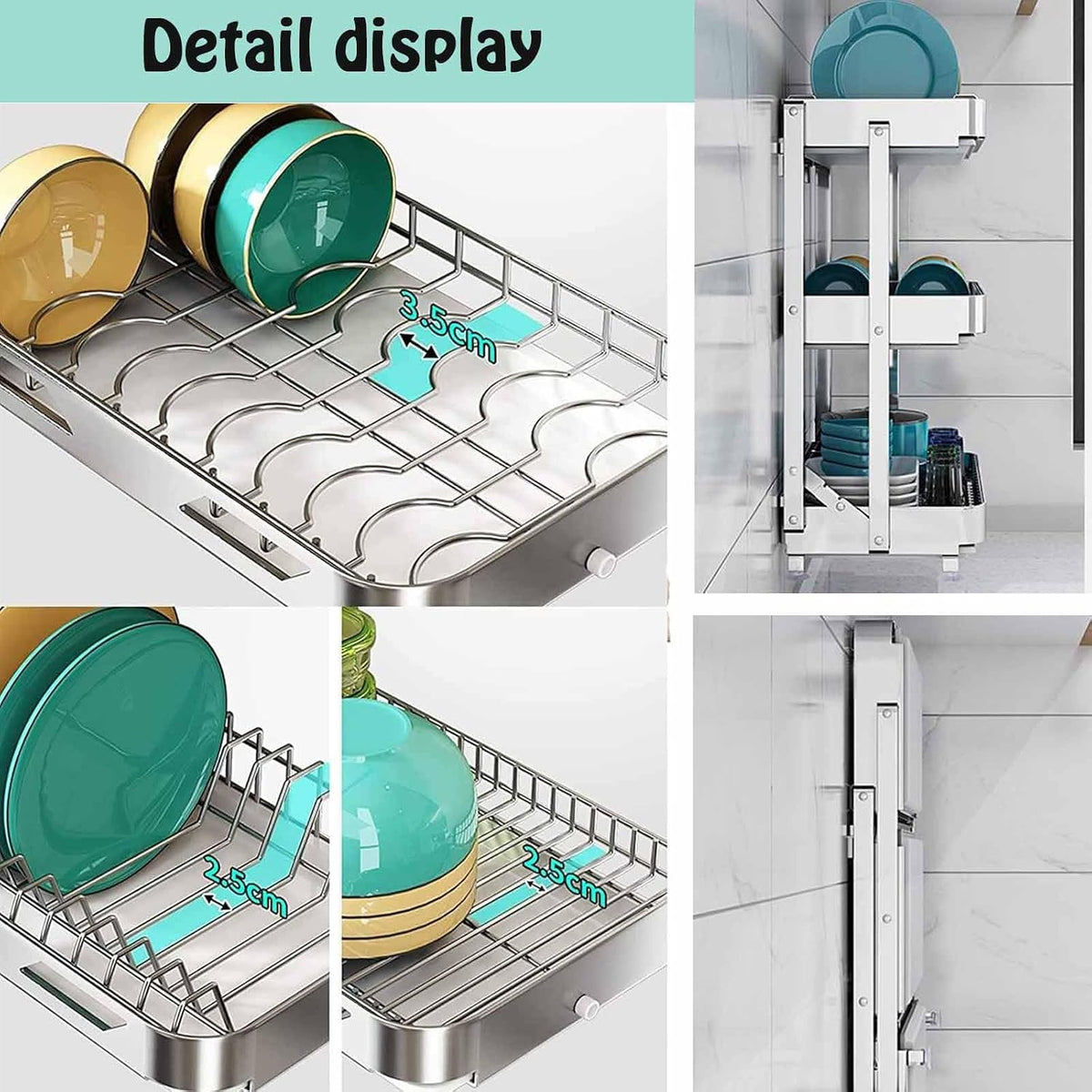 Foldable Dish Rack,Stainless Steel Drain Rack,9.83 * 16.54 * 24IN