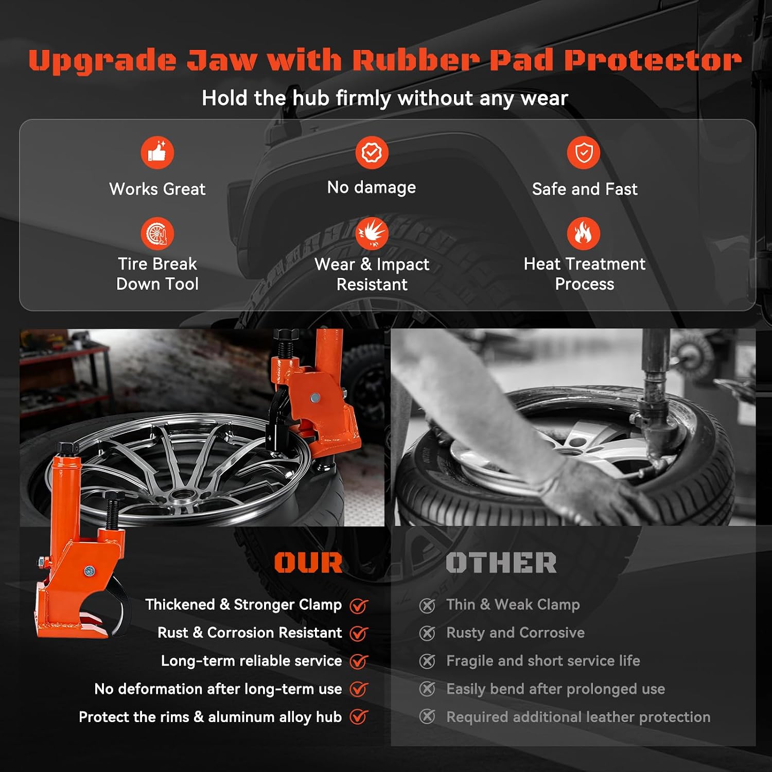 Manual Tire Bead Breaker Tool with Rubber Pad for 38–42 Inch Tires