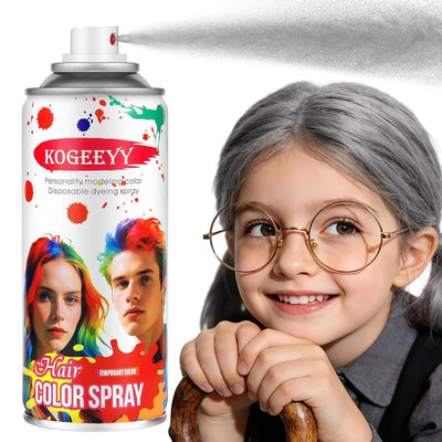 Silver Grey Gray Hair Spray Temporary Hair Color Spray for Kids Women Men, Washable Temporary Grey Hair Dye Paint Wax