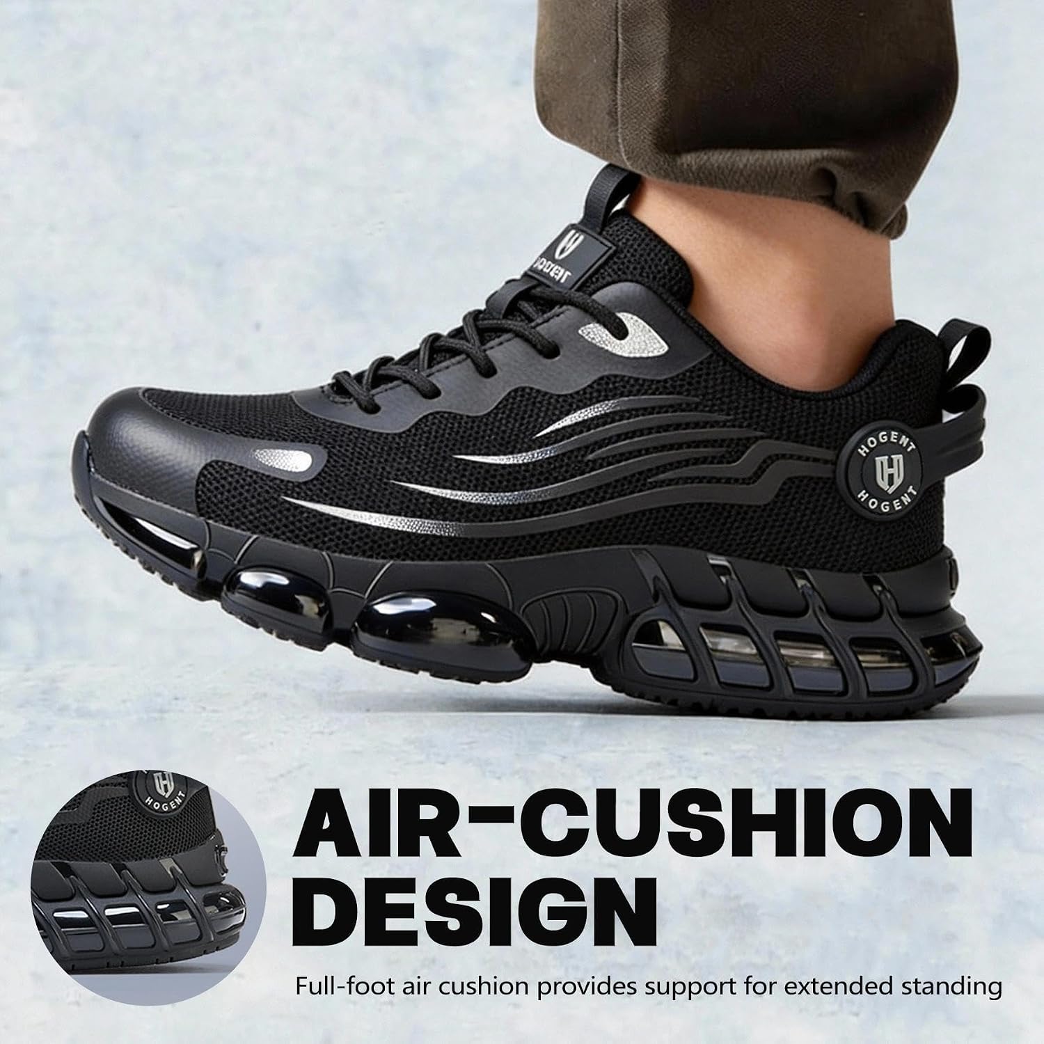 Steel Toe Shoes for Men, Cushioned Safety Work Sneakers | Steel toe, anti-puncture Kevlar midsole, wear-resistant