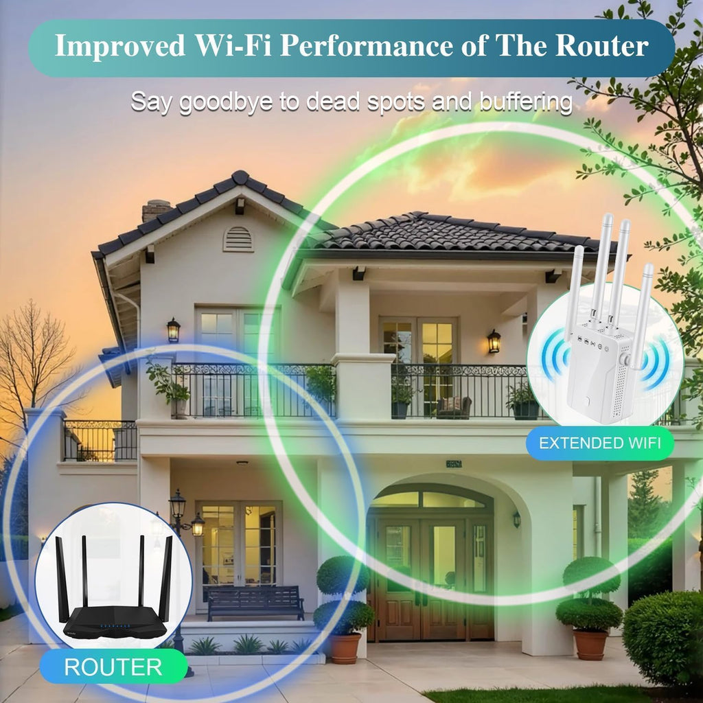 WiFi Extender Signal Booster 2026 Internet Repeater for Home Long Range Covers Up 8470 Sq. Ft. for Apartment Basement